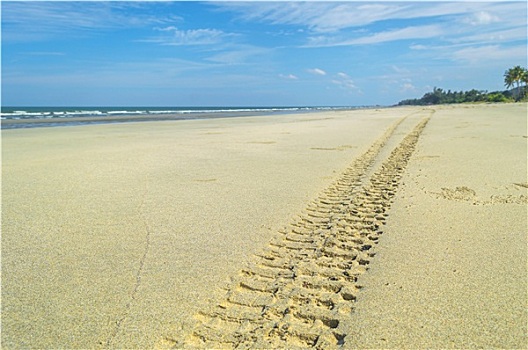 汽车,轨迹,沙子,海滩