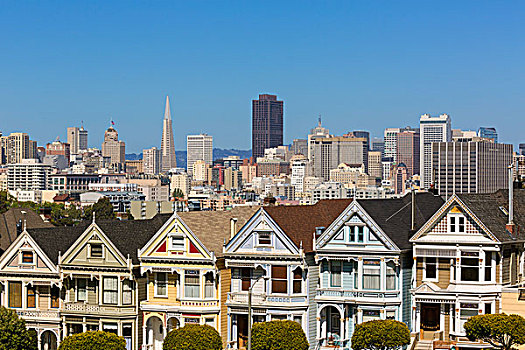 旧金山,维多利亚式房屋,阿拉摩广场,加利福尼亚