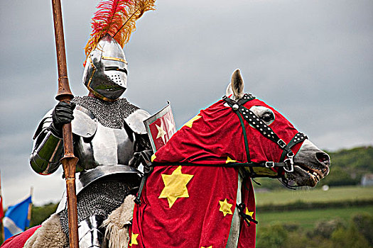 苏格兰,西洛锡安,英国,骑士,骑马,中世纪,历史再现,皇家,聚会,宫殿,拿,局部,回家,2009年