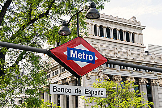 马德里,地铁站,入口,标识