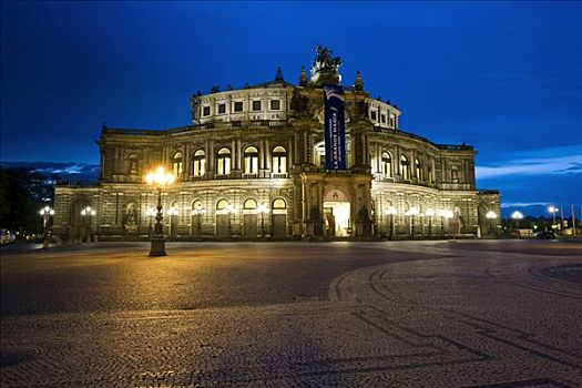 森帕歌剧院,广场,德累斯顿,萨克森,德国,欧洲