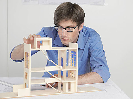 建筑师,检查,建筑模型