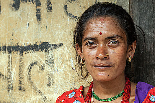 尼泊尔人,女人,头像,尼泊尔,亚洲