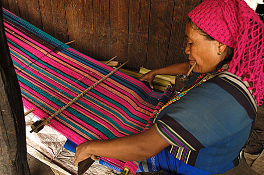 传统,织布机,种族,女人,材质,服饰,乡村,南方,下巴,缅甸