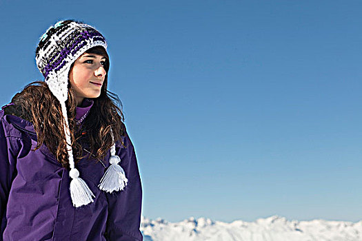 女青年,滑雪服,白日梦
