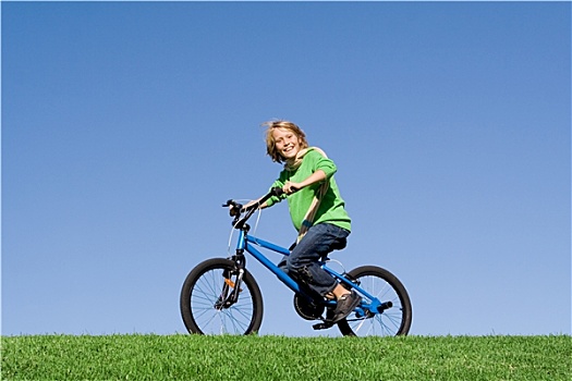 健康,高兴,儿童,玩,户外,骑,自行车