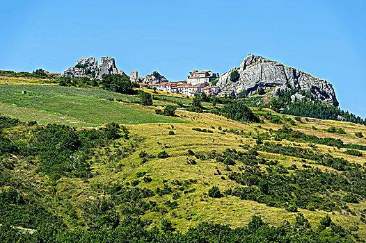 风景,山村,岩石上,意大利,欧洲