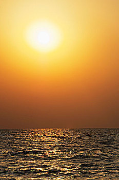 日落,上方,海洋,果阿,印度