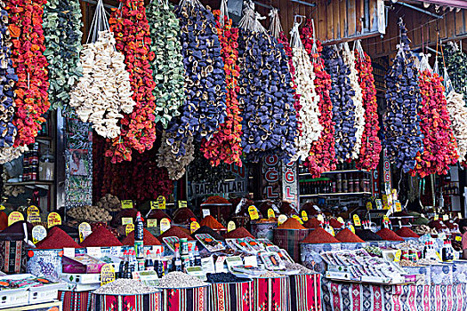 土耳其,麦地那,香料市场,老,集市,出售,调味品,胡椒,红辣椒,姜,咖哩,牛至,姜黄,桂皮