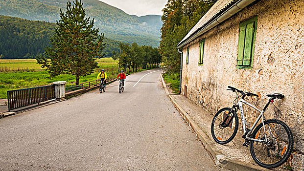 自行车,风化,墙壁,骑车,途中,北方,国家公园,克罗地亚