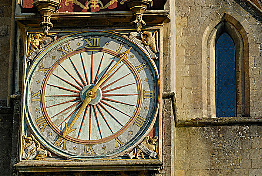 日晷,威尔斯大教堂,英格兰,英国,欧洲