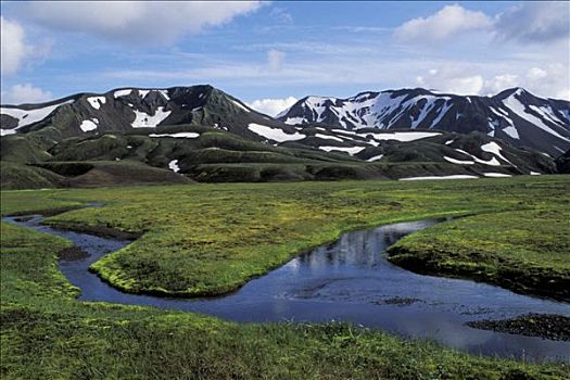 冰岛,高原,山峦,背影