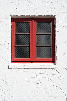 旧式,红色,窗户,白墙