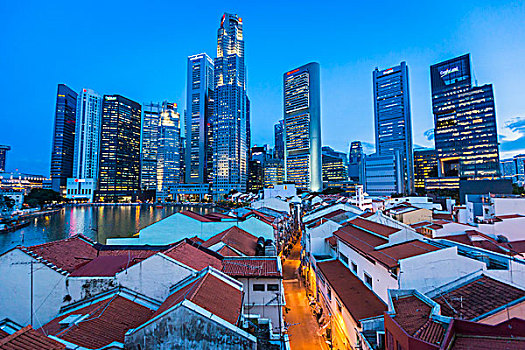 克拉码头,天际线,黄昏,中央区域,新加坡