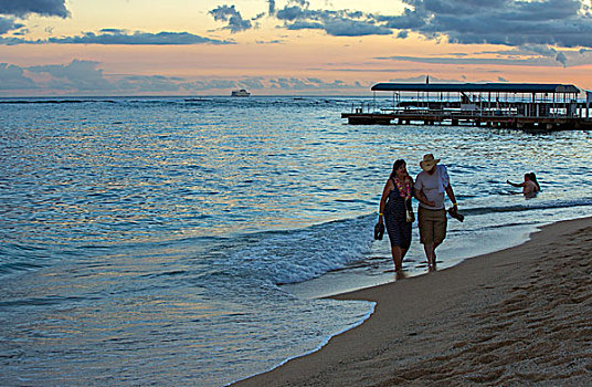 夏威夷海滩落日
