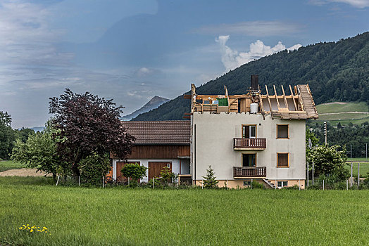 房子,毁坏,瑞士,欧洲
