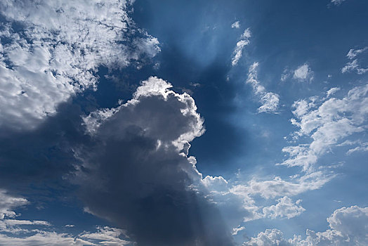 积雨云,正面,太阳,巴伐利亚,德国,欧洲