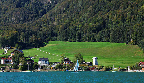 奥地利圣沃夫冈湖和圣沃夫冈小镇