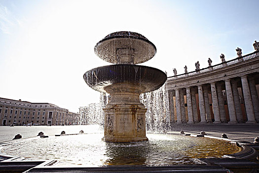 意大利,拉齐奥,罗马,梵蒂冈城,广场,大教堂,喷泉