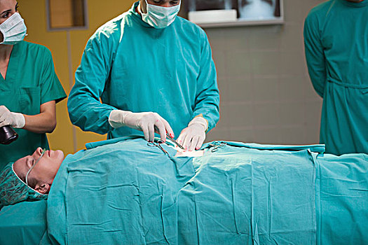 外科,打开,腹部,病人,手术室