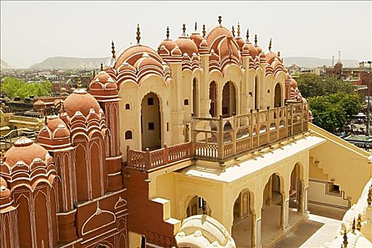 俯拍,后面,风之宫,斋浦尔,拉贾斯坦邦,印度