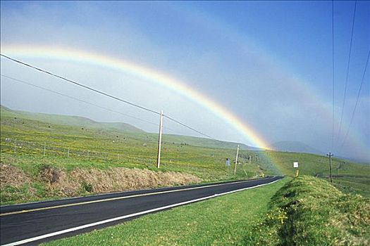 夏威夷,北柯哈拉,牧场,彩虹,上方,柯哈拉,山路