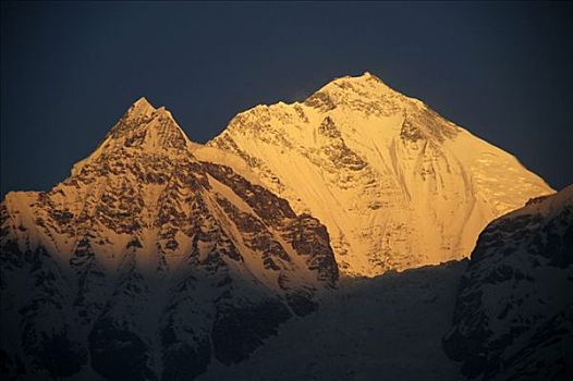 冰冠,顶峰,早晨,太阳,安娜普纳地区,尼泊尔