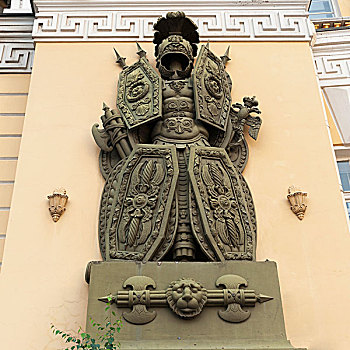 雕塑,军人,满,护甲,户外,建筑,彼得斯堡,俄罗斯