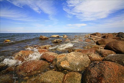 岩石,海滩,雅斯蒙德国家公园,吕根岛,梅克伦堡前波莫瑞州,德国,欧洲