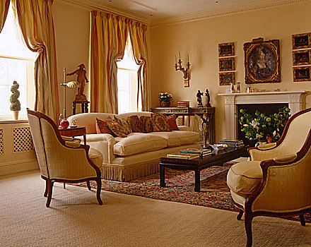 软垫,家具,放置,茶几,黄色,起居室
