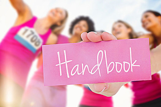 手册,跑步,支持,乳腺癌,马拉松,文字,美女,拿着,留白,卡