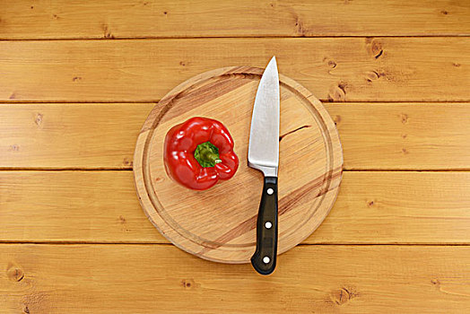 红椒,刀,案板