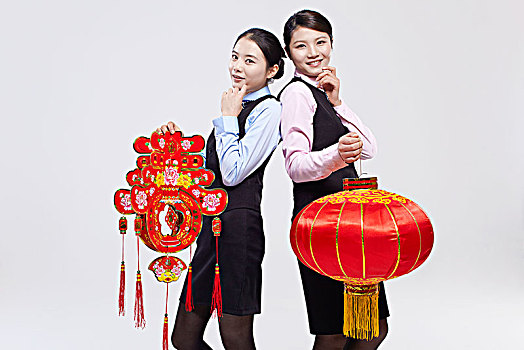 亚洲女白领欢度春节