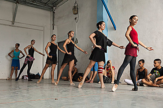 古巴,哈瓦那,年轻,跳芭蕾,练习,中心