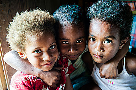 斐济,孩子,乡村,高地,维提岛,南太平洋