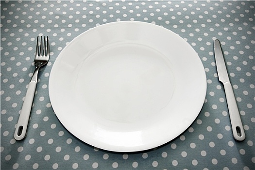 餐具摆放,白色,盘子,灰色,圆点花纹