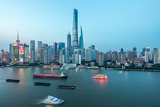 上海,黄浦江,两岸,夜景