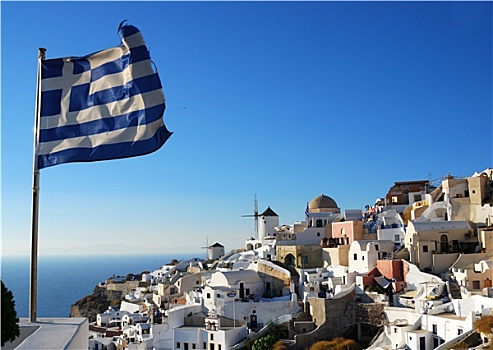 风景,希腊,旗帜