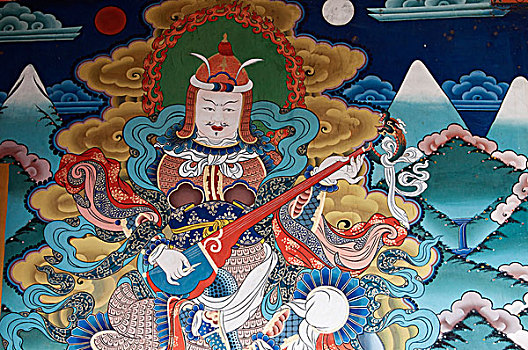 亚洲,不丹,普那卡,壁画,佛教,文化,室内,普那卡宗,庙宇