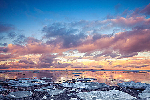 冬天,海边风景,漂浮,冰,海水,彩色,阴天,反射,海湾,芬兰,俄罗斯