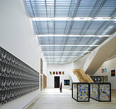 博物馆,慕尼黑,德国,2009年,内景,展示,鲜明,宽敞,画廊,女人,当代艺术
