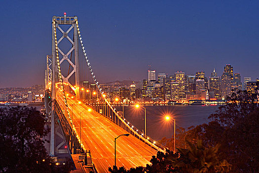 海湾大桥,黎明,旧金山,美国