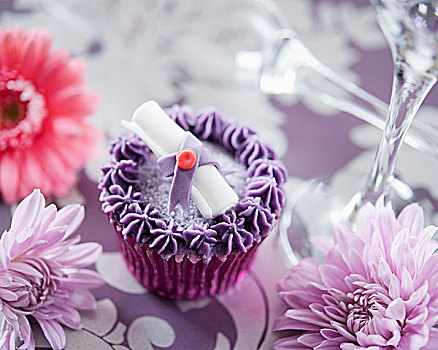 紫色,毕业,杯形蛋糕