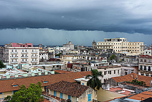 古巴,哈瓦那,风景,老城,雷暴
