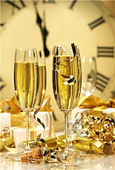 午夜,香槟,新年