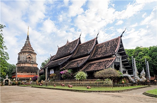 古老,木质,庙宇,清迈,泰国