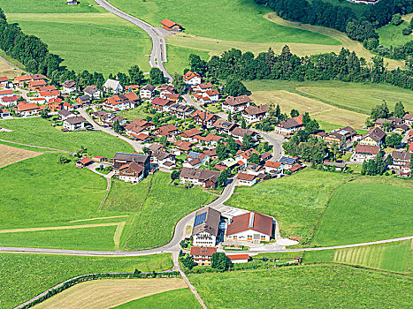 乡村,靠近,奥伯斯多夫,航拍,巴伐利亚,德国