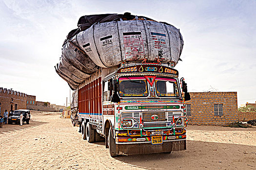 印度,拉贾斯坦邦,超负荷,卡车