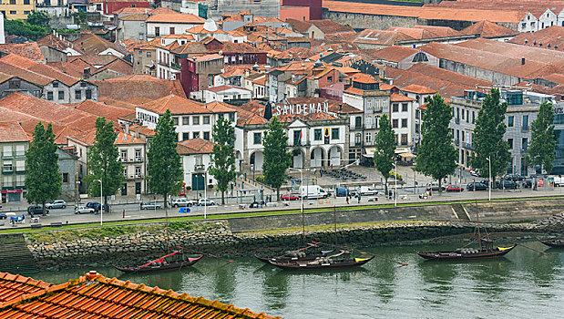 风景,俯视,杜罗河,欧洲,河,地区,葡萄酒厂,波尔图,葡萄牙