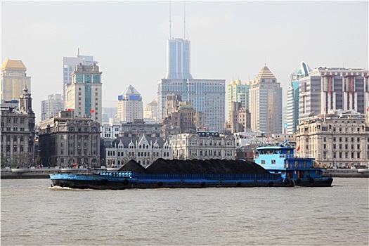 驳船,黄浦江,上海,中国